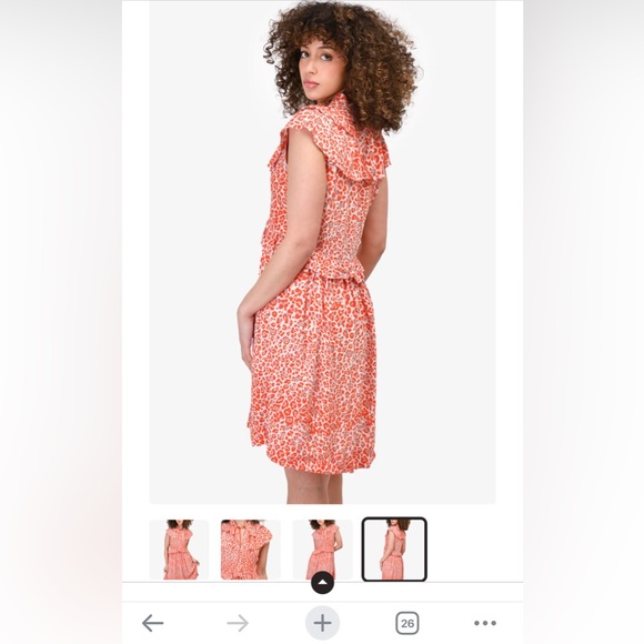 Maje White/Red Leopard Printed Ruffle Detailed Dress Size 1 (or Size Small) - Picture 7 of 8